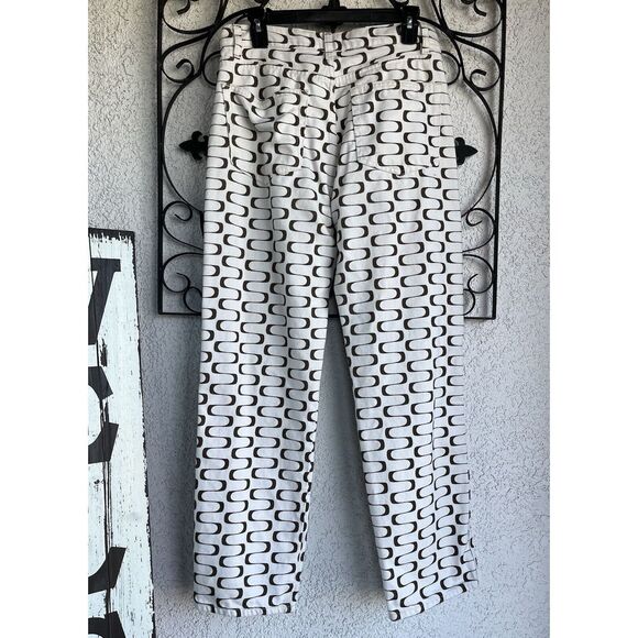 Reformation Mod High Rise Straight Leg Pants - Size 29 - Ivory/ Brown - Picture 5 of 9